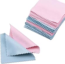 AUEAR 100 pcs Jewelry Cleaning Cloth Silver Polishing Cloth for Silver Gold Platinum Jewelry Pink & Blue