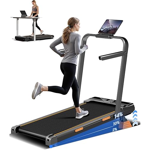 16% Incline Walking Pad Treadmills for Home Small, 4-in-1 Under Desk Treadmill with Handles, Foldable Treadmill with 2.5 HP Quiet Brushless, 330 LBS Capacity