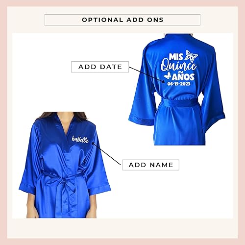 Miniatura 7 de Personalized Glitter Quinceañera Robe, Personalized Mis Quinceañera Dress Robe, Mis Quince Robe with Crown and Tiara Symbols for Girls, Customized