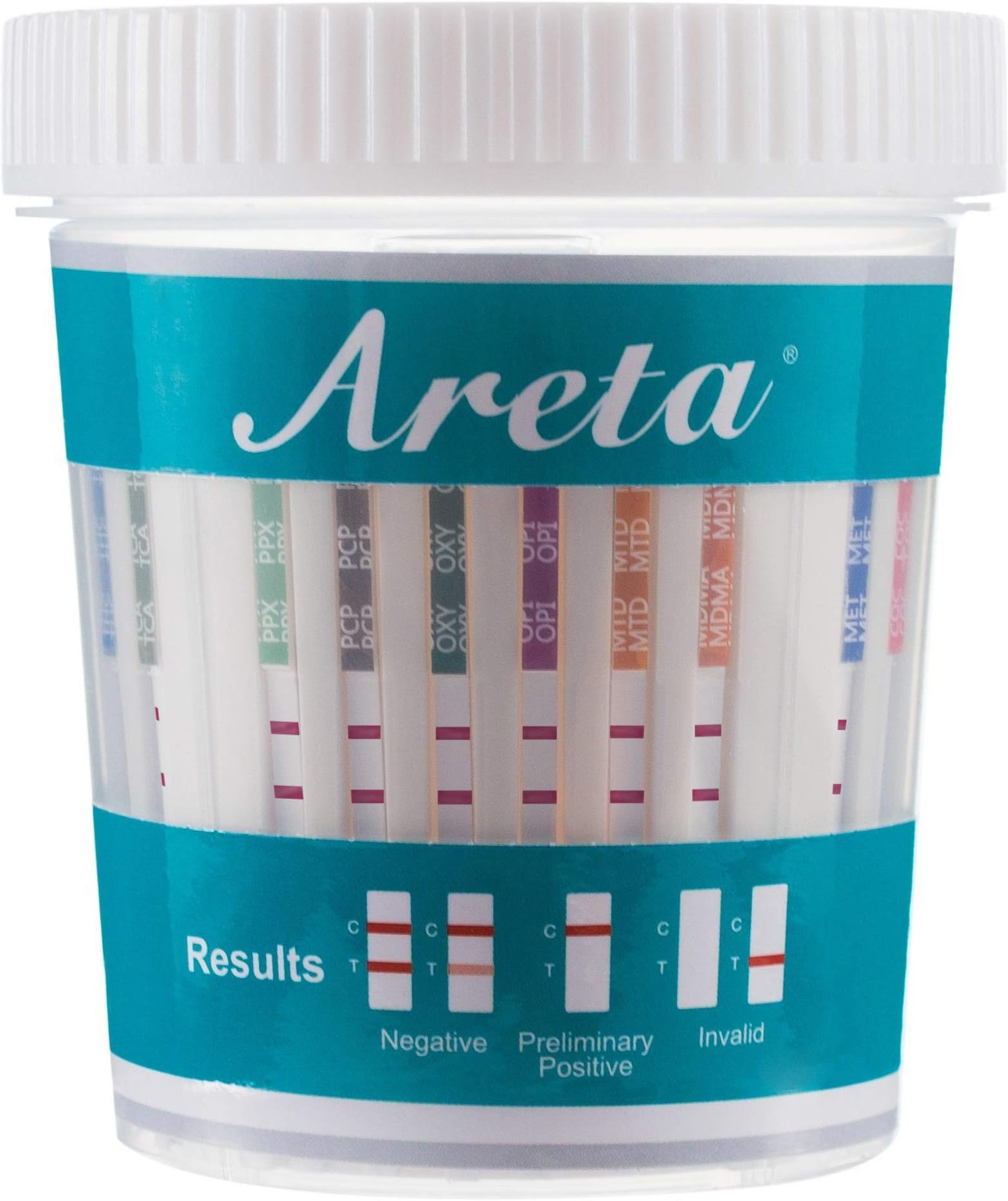 Areta Multi-Drug Test Cup: (50 Pack) at Home Drug Test Kit, Testing 14 Drugs AMP, BAR, BUP, BZO, COC, MDMA, MET, MTD, OPI 2000, OXY, PCP, PPX, TCA, THC 50 -#ACDOA-1144-50