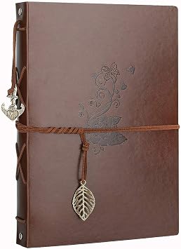 ألبوم صور سجل القصاصات ، ألبوم AIOR Leather Scrapbook 11x 8.3 بوصة 60 صفحة سوداء ، كتاب ذاكرة DIY كتاب ضيافة خمر ألبوم العائلة كتاب خردة هدايا عيد ميلاد الذكرى ، الفاوانيا   