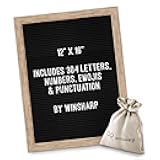 Black Felt Letter Board | Classy Dark Stained Wooden Frame with White Letters | Premium Changeable Sign Boards for Home Decor Motivational Quotes Baby Announcement Price List Message Letterboard With