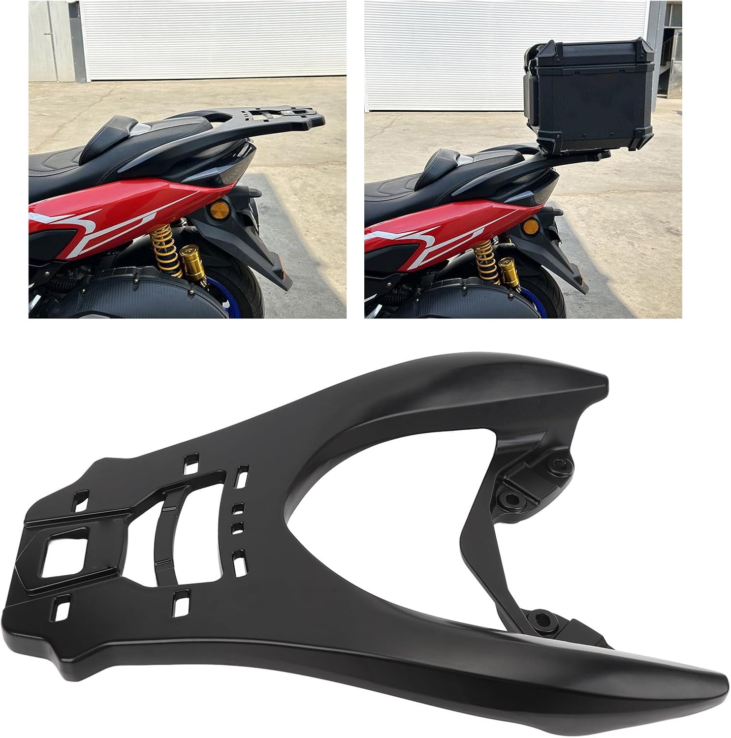 Rear Luggage Rack, Detachable Aluminum Alloy Sissy Bar Luggage Rack, Rear Cargo with Multiple Fixed Points for Nmax155 2020 2021 2022 2023