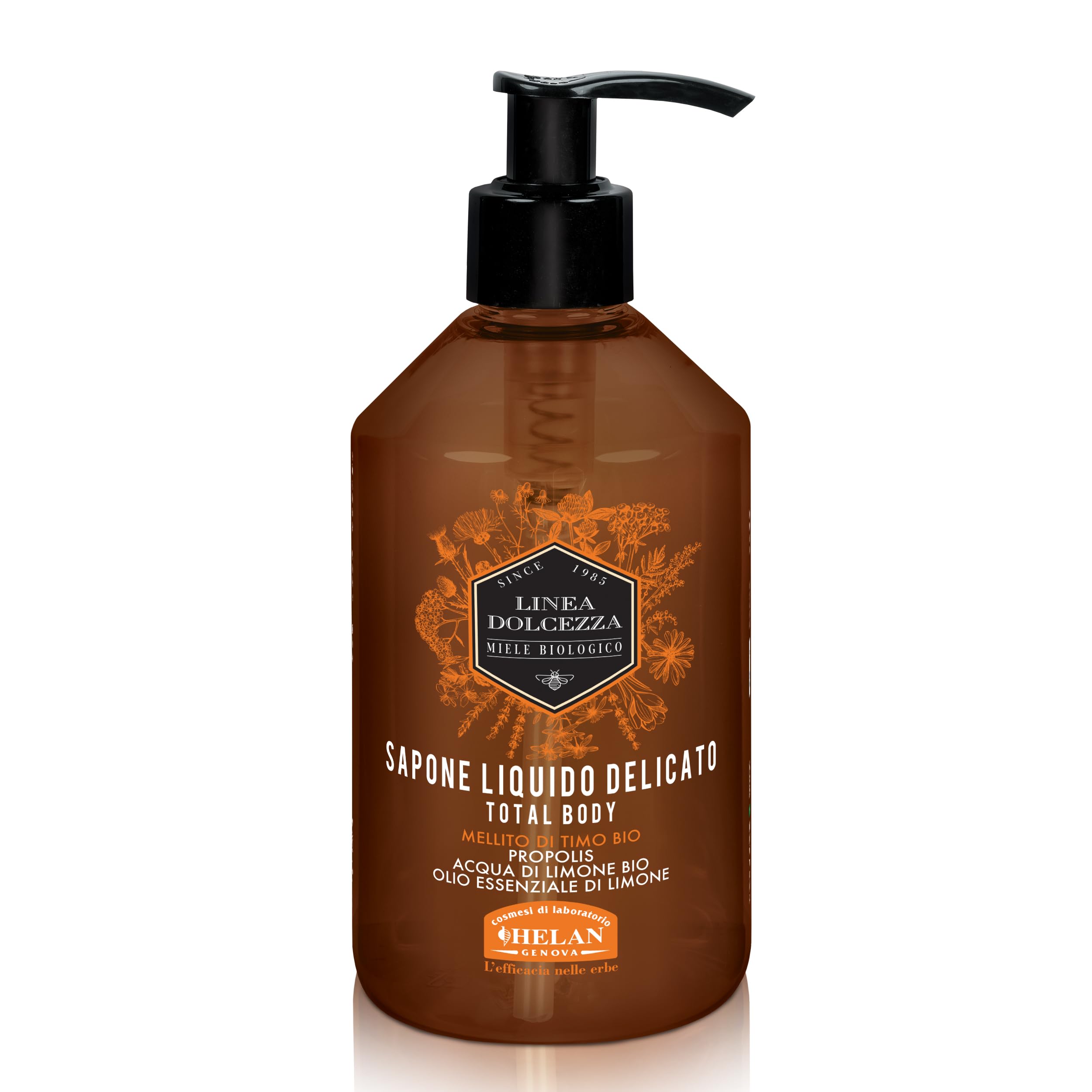 Helan Linea Dolcezza – Gentle Liquid Hand Soap and Body Wash, Daily Total Body Cleanser, Balancing and Cleansing with Bio Thyme Honey and Propolis - for Sensitive Skin, Made in Italy, 300 ml
