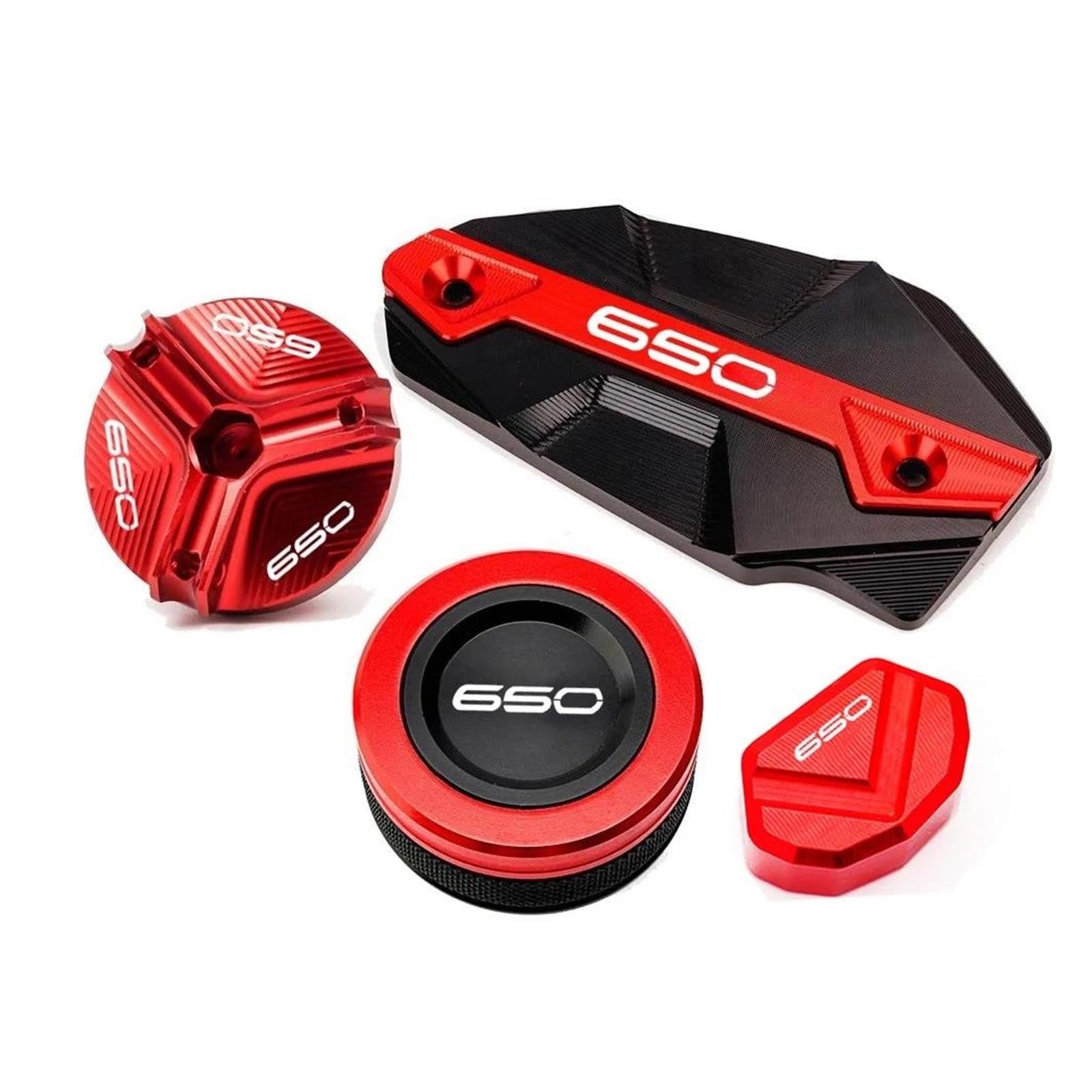 Tapón Llenado Aceite del Motor Accesorios para Motocicleta Z650 Ninja 650 650 Z 650, Tapas De Líquido De Freno Delantero Y Trasero, Tapa De Llenado De Aceite, Botón Interruptor(Rojo,4 pcs)
