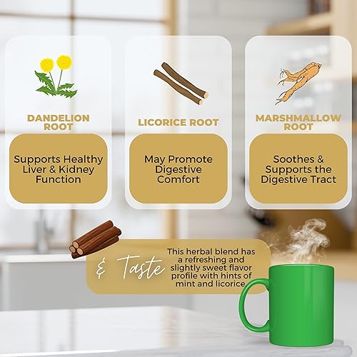 Miniatura 4 de Salud intestinal y limpieza para ella, té de hojas sueltas con raíz de diente de león, raíz de regaliz, hoja de ortiga, té de hierbas orgánicas, 2