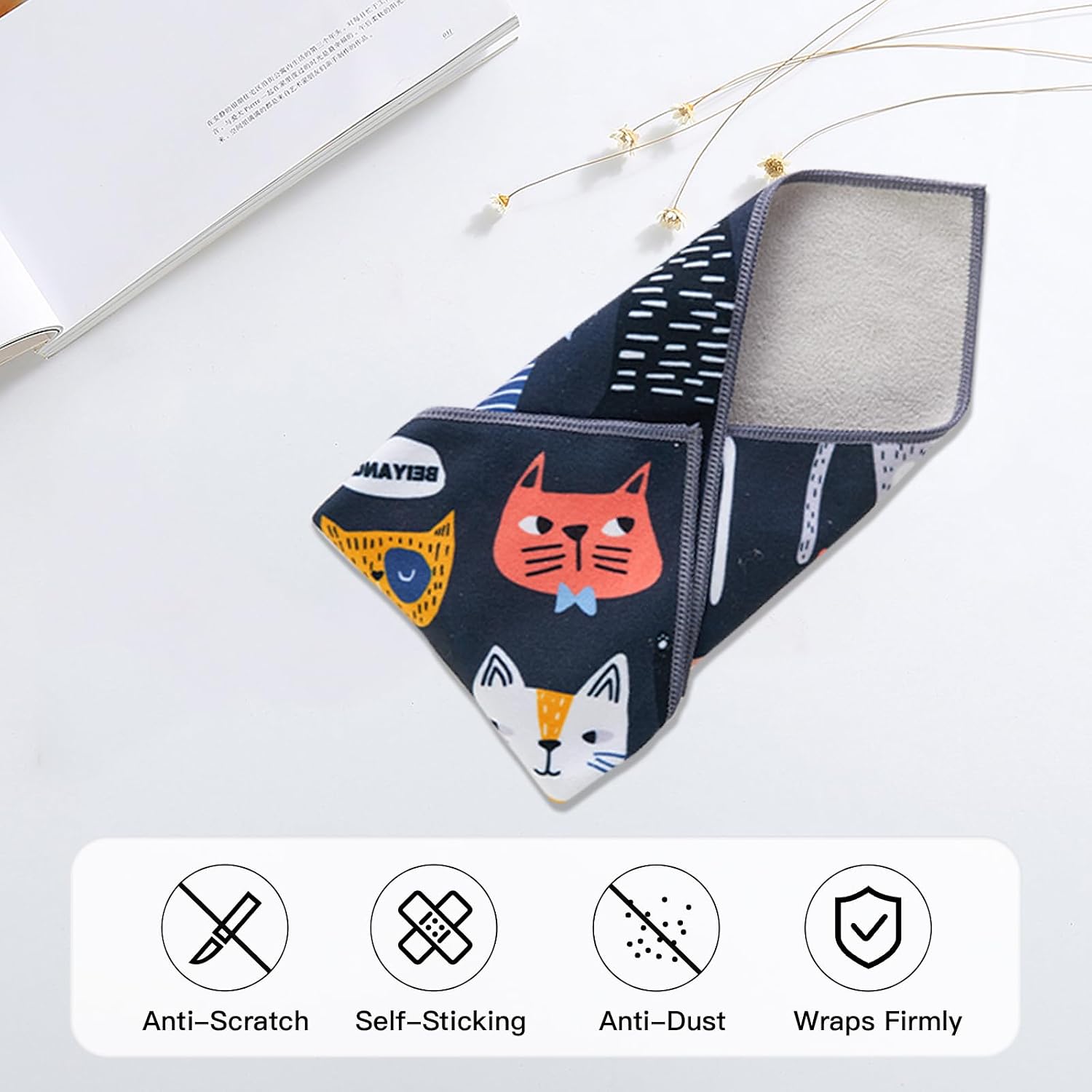 BEIYANG 17.7X17.7 Inch Camera Protective Wrap, Lens Protector Wrapper, Magic Self-Adhesive Cloth for Camera/Lens/Phone/DSLR/Laptop/Accessories, Anti Scratch Equipment Wrap Storage Pouch