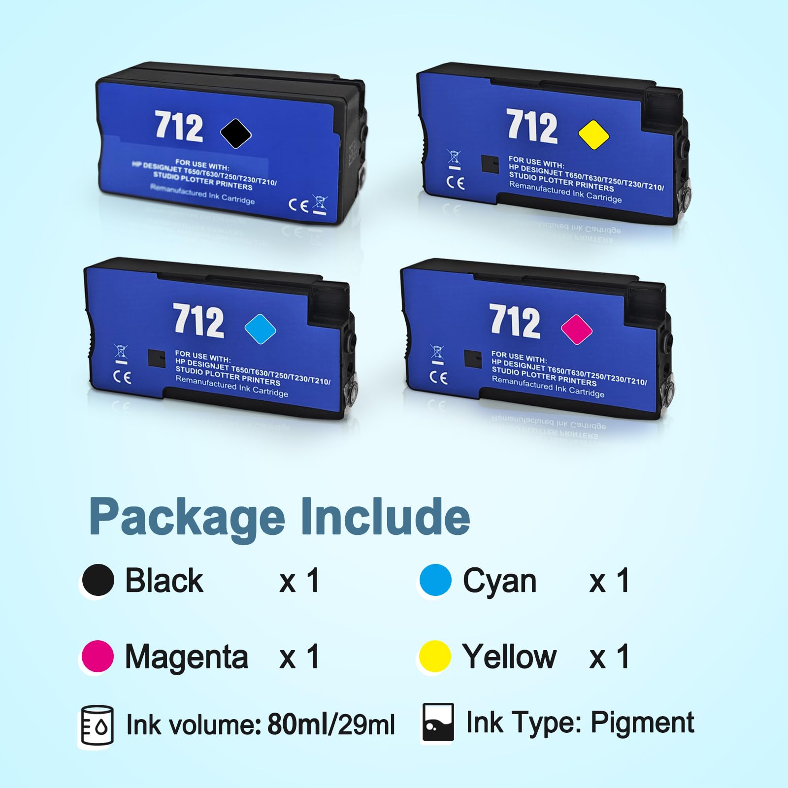 Amazon.com: KSUMEI 712 Ink Cartridges Set 712XL Compatible with HP 