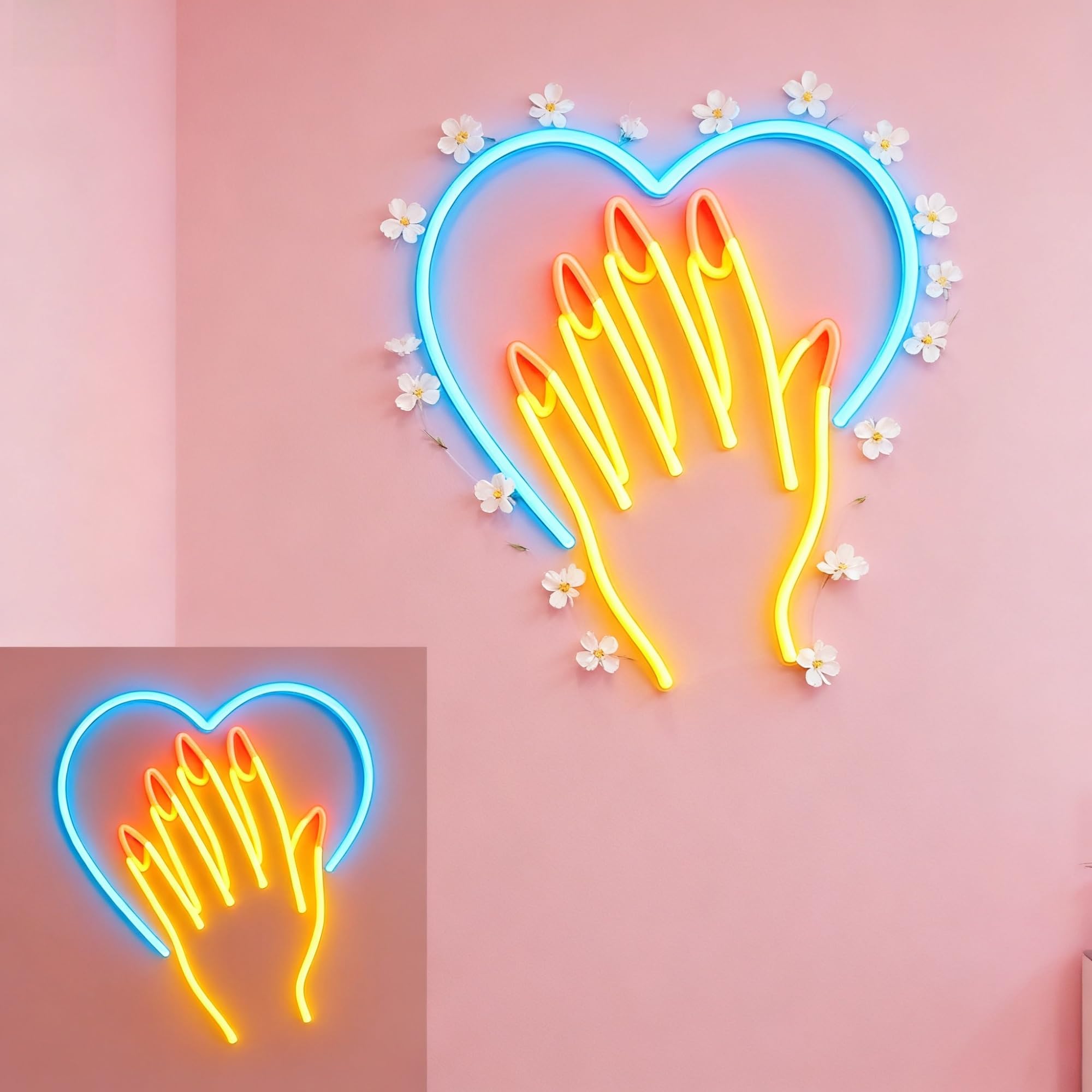 néon signe Enseigne Lumineuse Néon Pour Manucure, Alimentée Par USB, Intensité Variable, Pour Salon, Studio, Décoration Murale, Vitrine,40x35cm