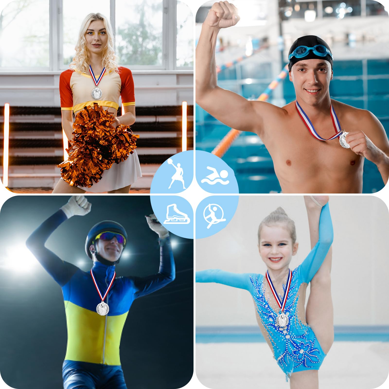 GeeRic 12pz Medaglie d'oro Medaglie per Bambini/Studenti/Giocatore/Atleta Medaglie in Metallo con Nastro Collo Vincitore di Medaglie per Concorso/Sport/Festa Decorazione