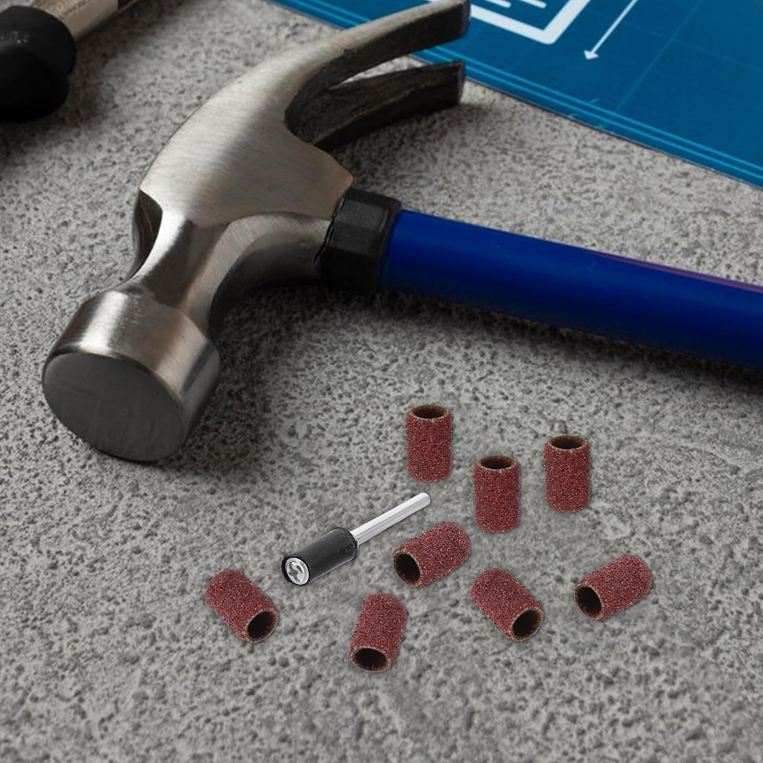 100pcs 80 Grit Drum Sander Sanding Sleeves with 3.17mm Mandrel for Rotary Device Power Accessories Suitable for Metal Rust Removal and Wood Carving Polishing