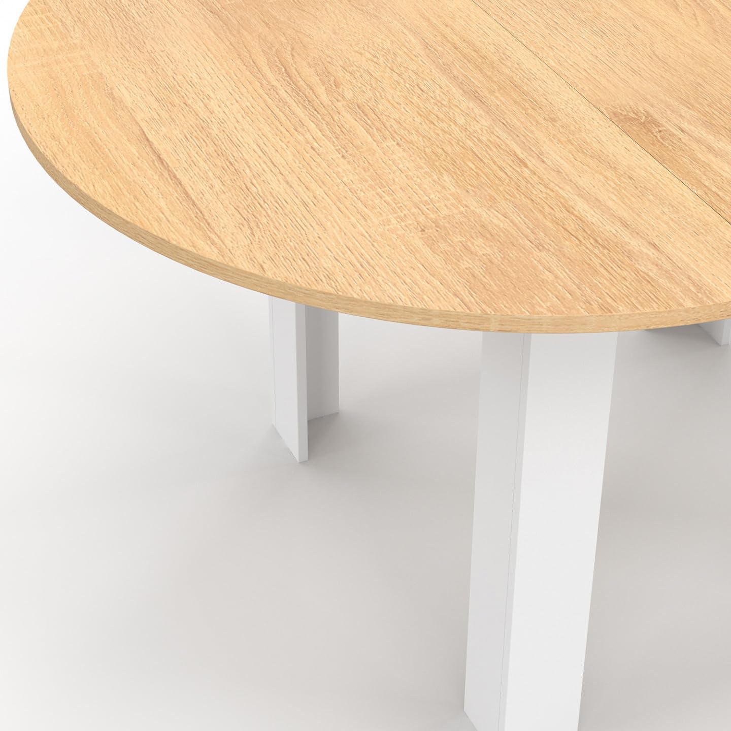 IDMarket - DONA tavolo da pranzo rotondo allungabile 4-8 persone piano faggio bianco 110-150 cm