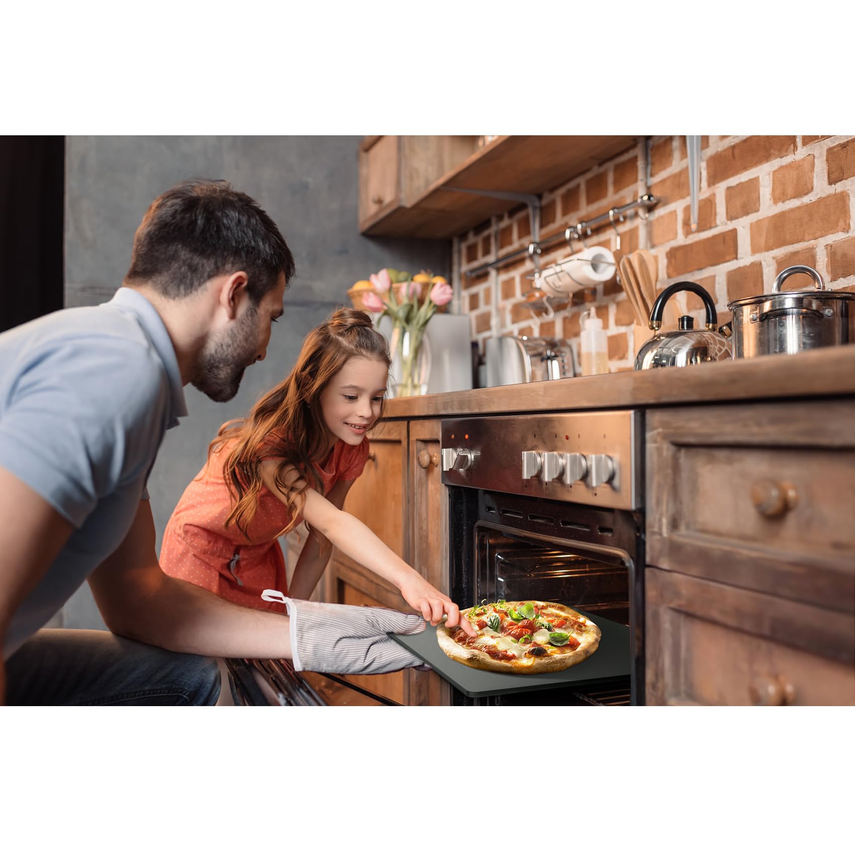 onlyfire Pizzastein, Backstahl Eckig 40,5x35,5, Pizzastein für Backofen, Pizzastahl für Grill und Gasgrill, Brotbackstein, Dicke 6mm, Perfekt zum Backen von Pizza, Brot, Gebäck, Pizza Zubehör
