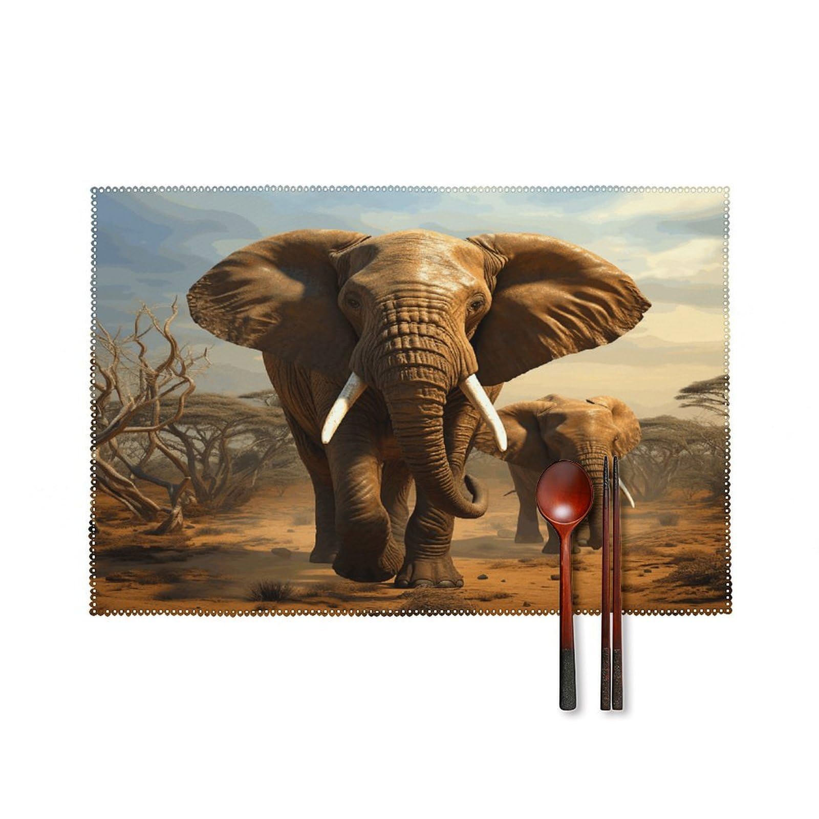 Fodpand Style Elephant Animals Placemats Set Of 4 Place Mats Table Mats