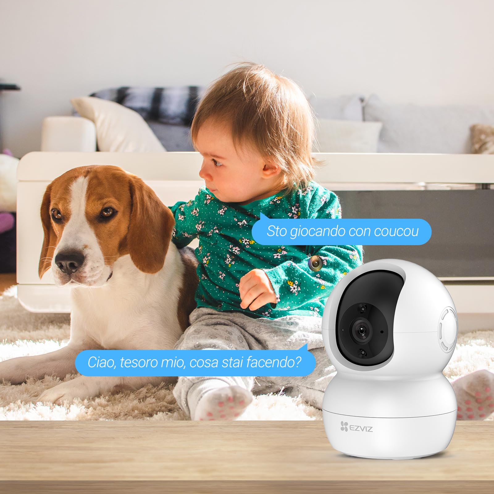 EZVIZ TY2 Telecamera da Interno Wifi IP 1080p Grandangolare Visione Notturna Audio Due Vie Compatibile con Alexa