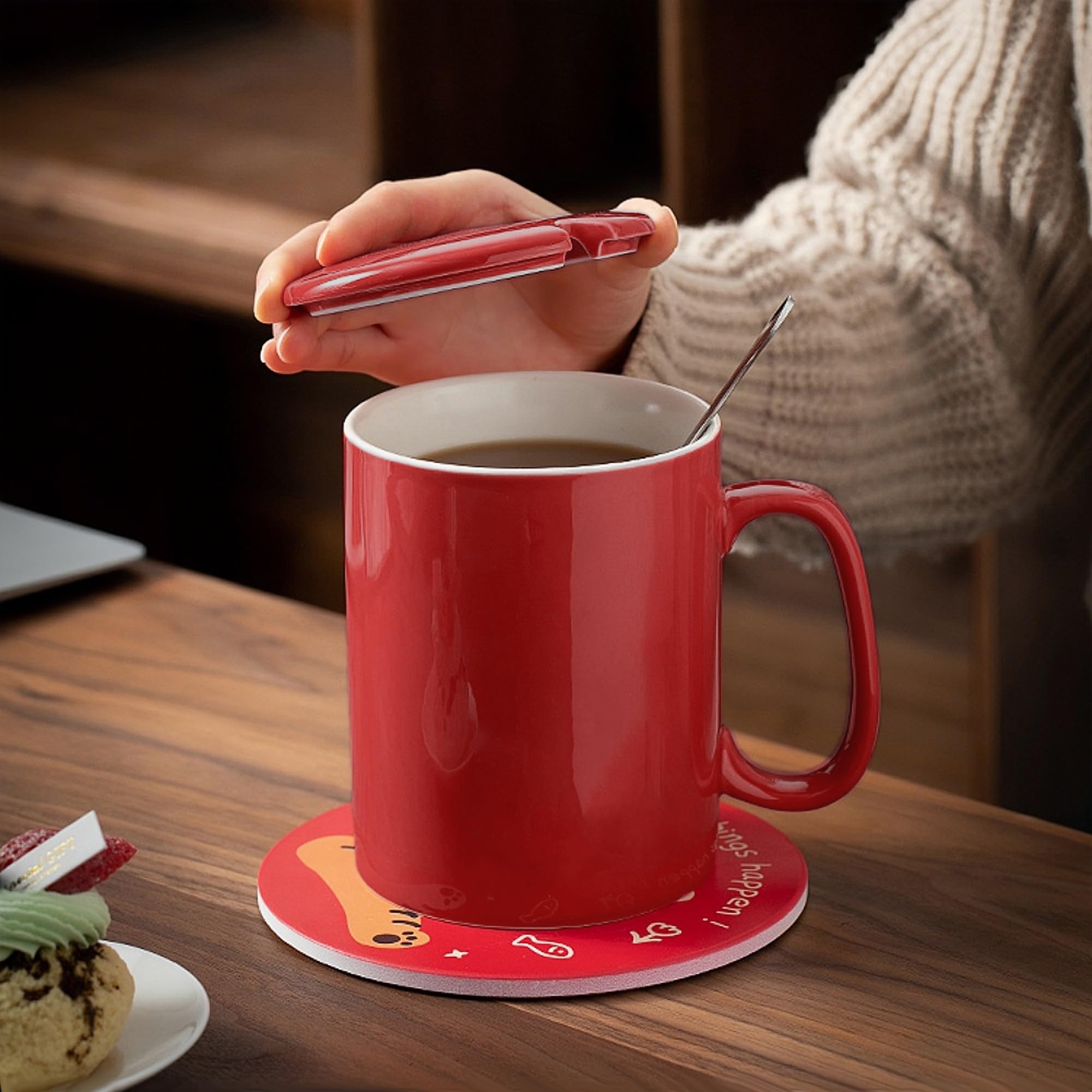 NIUKOMY Jumbo Koffiemok, 1000 ml, extra grote keramische koffiemok, grote XXL koffiekop, 1 liter met deksel en lepel voor kantoor en thuis, blauw NIUKOMY Jumbo Koffiemok, 1000 ml, extra grote keramische koffiemok, grote XXL koffiekop, 1 liter met deksel en lepel voor kantoor en thuis, blauw
