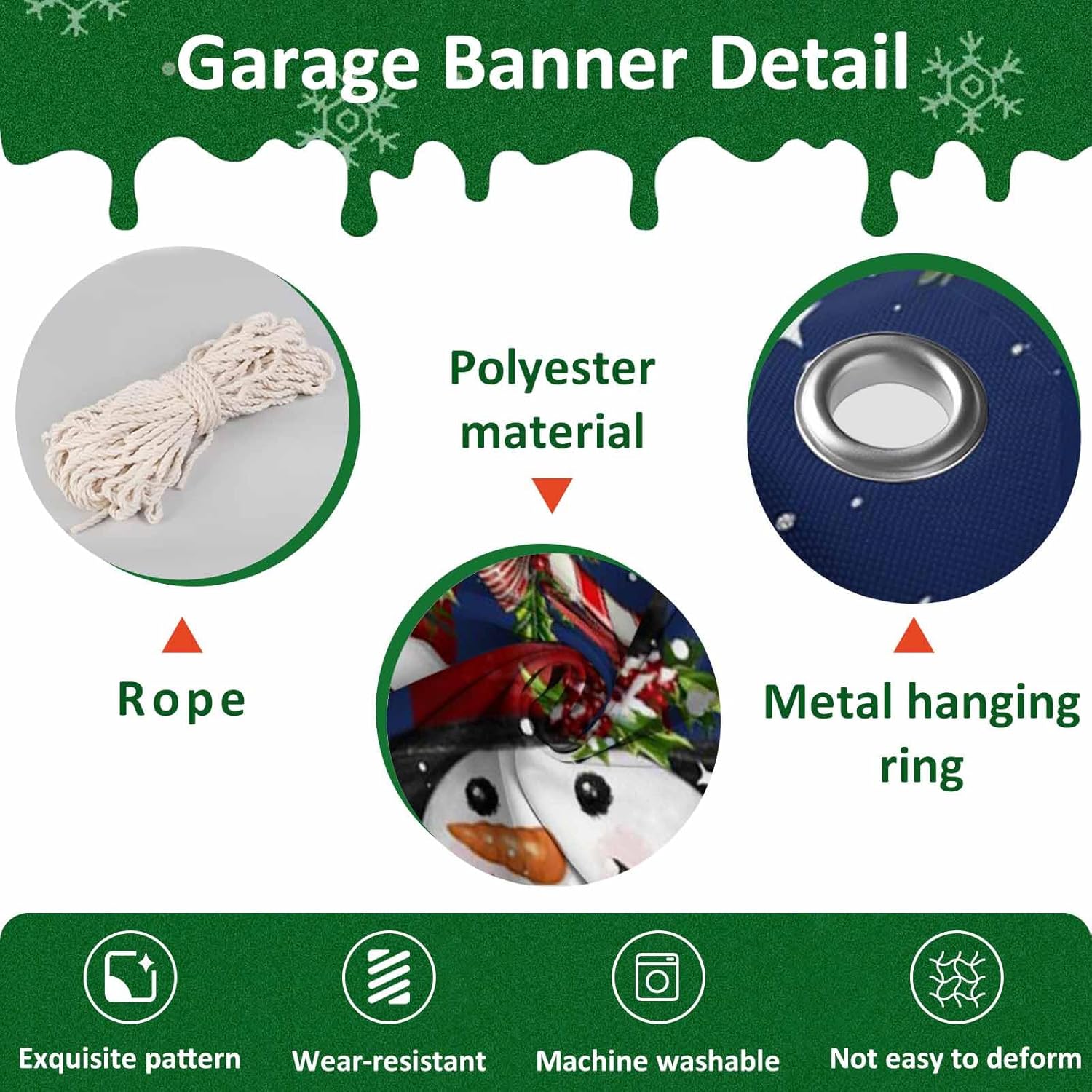 Navy Blue Christmas Garage Door Covers for Thanksgiving Christmas Decorations, Snowman Xmas Tree Garage Door Banner 7x8 Ft, Snowflake Winter Gifts Holiday Outdoor Decor Backdrop