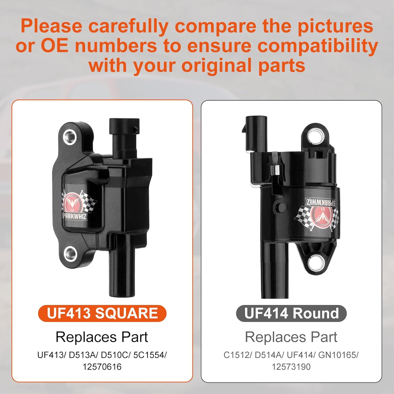 Square UF413 Ignition Coil Packs Kit and Spark Plugs and 8mm Wires Set, Replacement for UF413 D510C 5C1554, Compatible with Chevy Silverado 1500 GMC Pontiac G8 Grand Prix H3 Tahoe Yukon, Set of 8