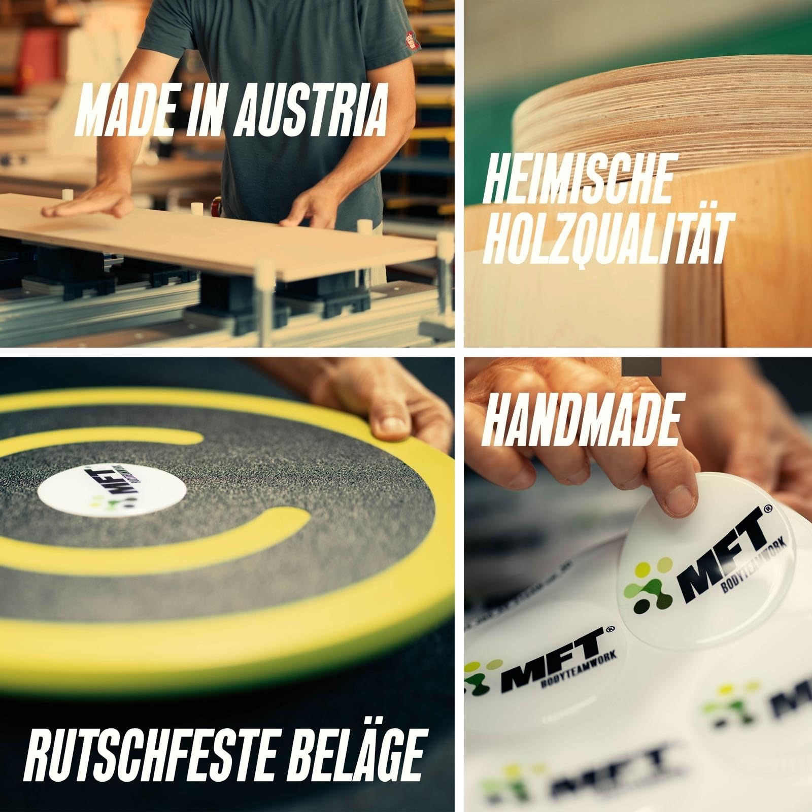 MFT Challenge Disc Classic Balance Board (made in Austria) stabil aus Holz mit rutschfestem Belag, Gleichgewichtstrainer zur Stärkung der Muskulatur, Koordination, Training, Prävention für jedes Alter