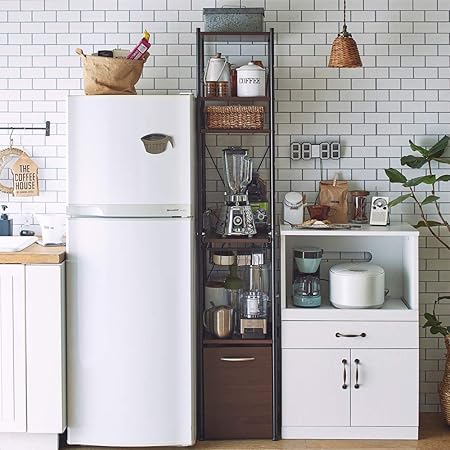 Amazon 生活雑貨 隙間収納 すきま収納 キッチン隙間収納 キッチン 35cm スリム 省スペース キッチンラック スリム 収納ストッカー キッチン収納 台所 北欧 モダン おしゃれ シンプル ブラウン 大型 キッチンラック オンライン通販