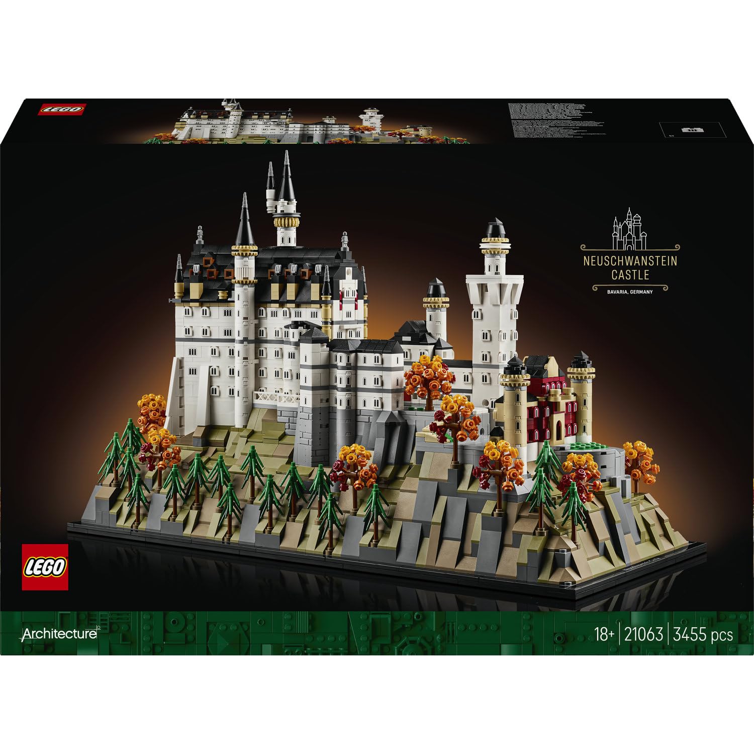 LEGO Architecture Neuschwanstein Castle 21063 | Set for Adults, DIY Desk Decor Display Model, Courtyards & Towers, Detailed Interior, Gift Idea, 3455 Pieces