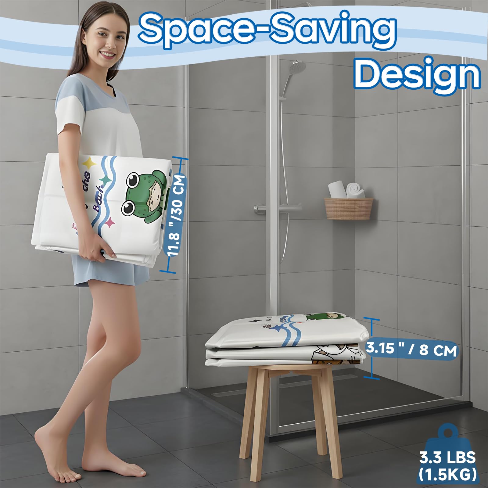 WAVYEASE Neue Design Tragbare Badewanne für Kleinkinder - Faltbare Sitzbadewanne für Kinder, Sekundenschneller Aufbau, Einfache Aufbewahrung, Leichtgewicht, Reisezubehör für 12-60 Monate