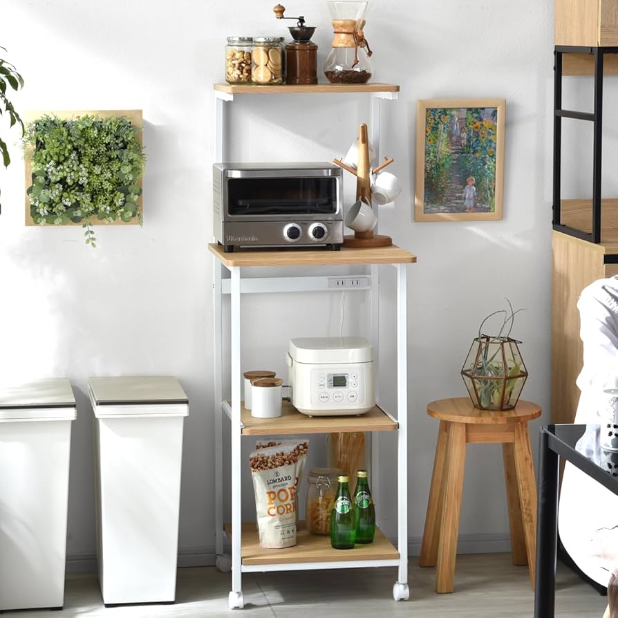 Amazon｜LITENStaD レンジ台 ハイタイプ 2口コンセント付き