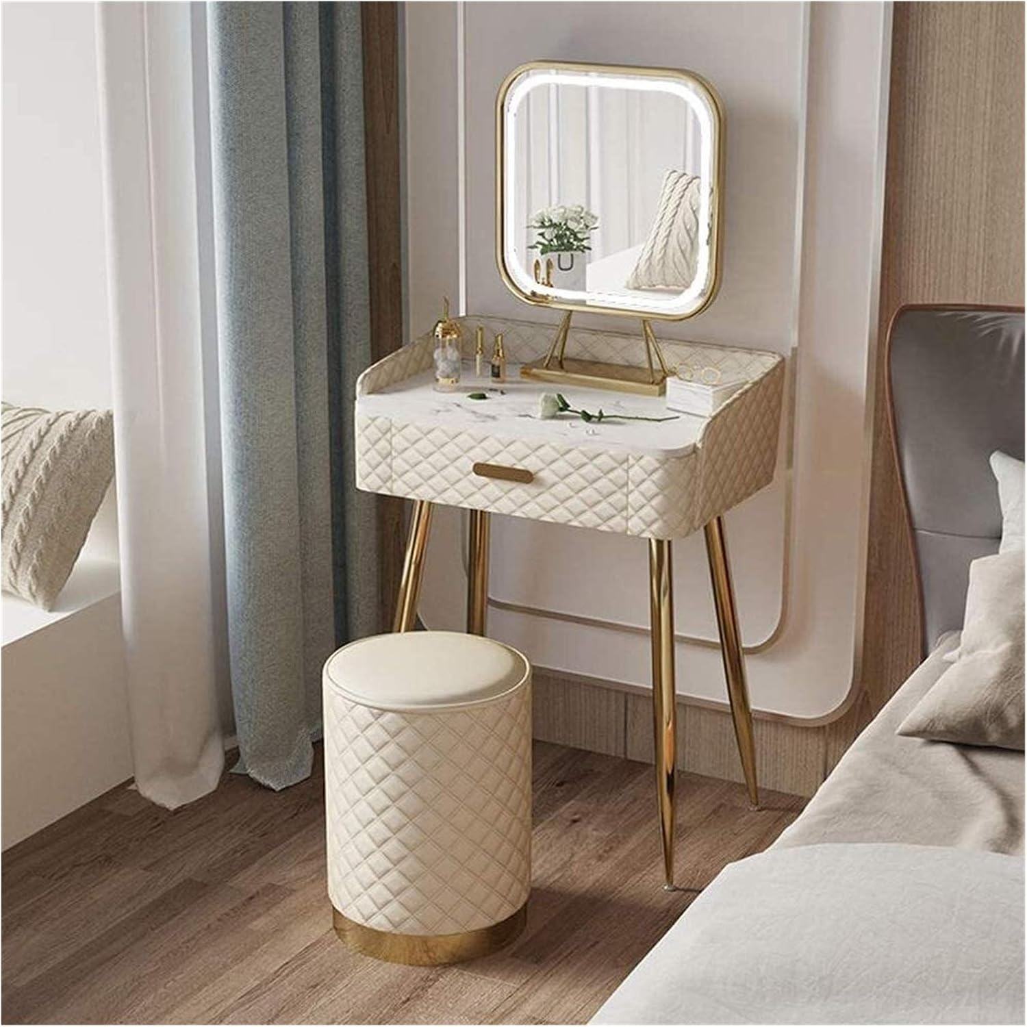 Sgabello In Bambù Per Trucco - Portabile Fino 120 Kg, Surface In Rattan