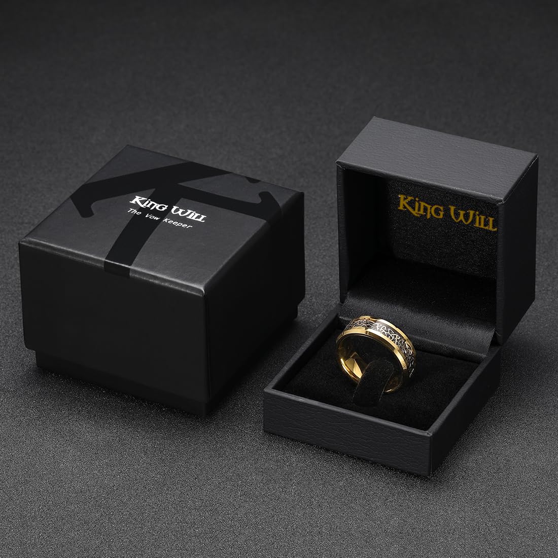 King Will Alianzas de boda de tungsteno para hombre, con nudo celta, anillo de compromiso para hombre, alto pulido, uso diario, ajuste cómodo, talla 8
