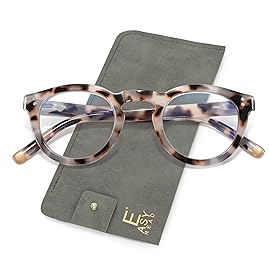 EASY READ Retro Round Blue Light Blocking Reading Glasses for Women,Anti UV Readers for Women with Spring Hinge(Grey Demi,+2.00)