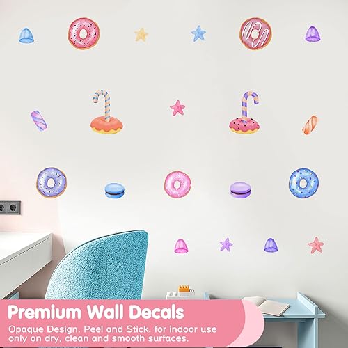 Miniatura 10 de Calcomanías de pared de helado extraíbles coloridas calcomanías de pared para despegar y pegar, calcomanías de helado para decoración de habitación