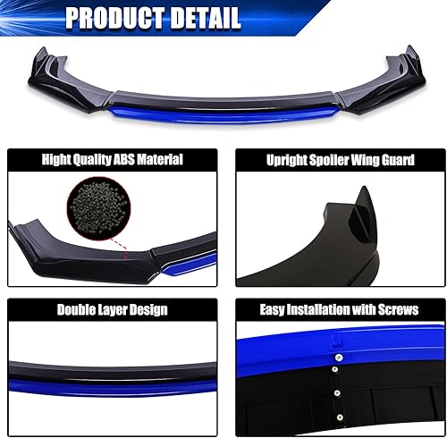 Vista 32 de Kit universal de 4 piezas para parachoques delantero, alerón de labio divisor de parachoques delantero, kit de cuerpo divisor de labio compatible