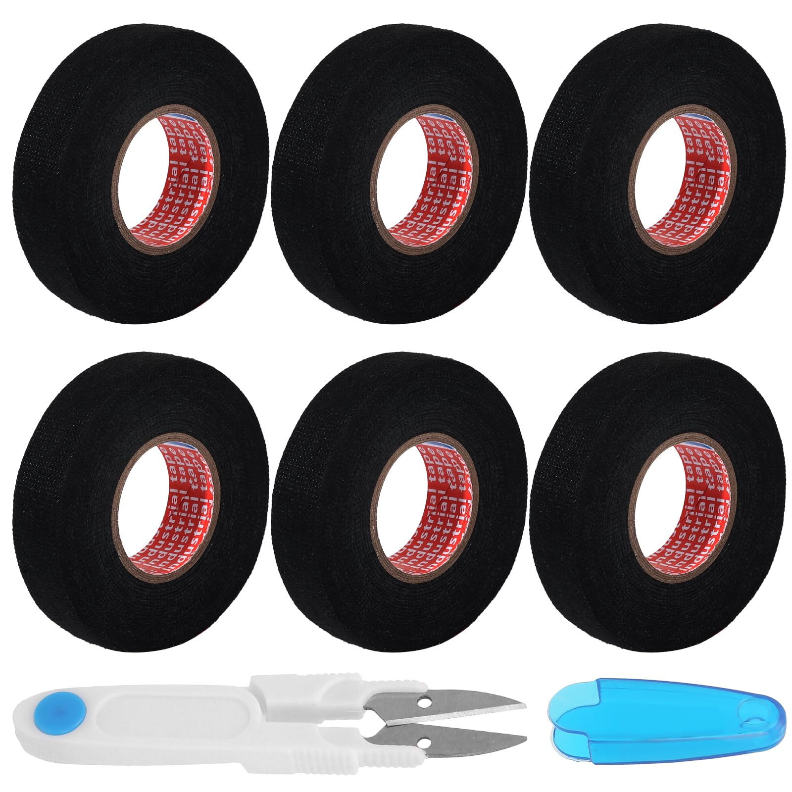 6 Rolls Wiring Harness Tape,Fabric Tape,Cloth Tape Comes With Scissors,Heat-Resistant, Insulating, Strong Adhesion