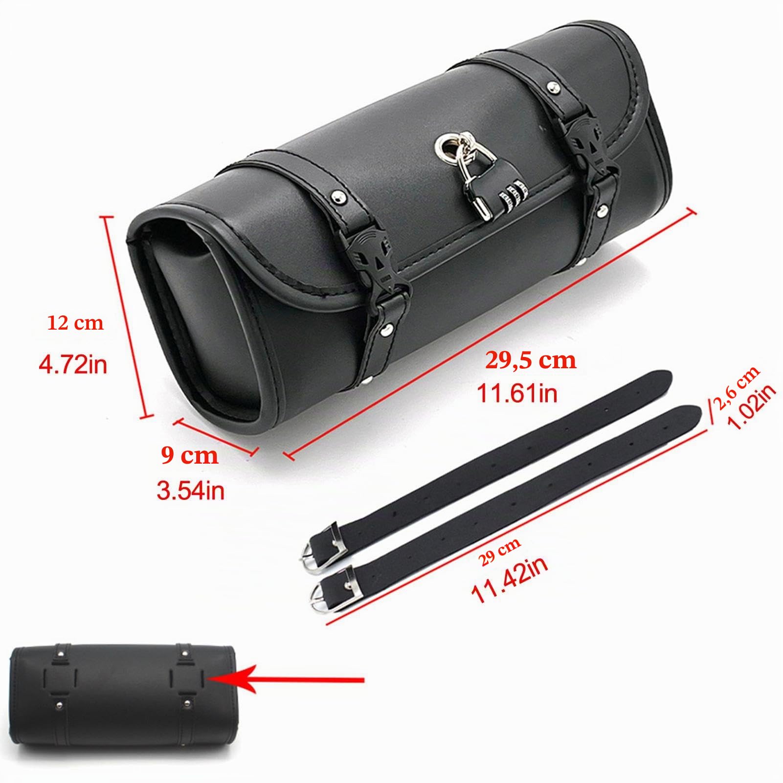 Générique Sacoche De Fourche De Moto - Sacoche De Guidon avec Serrure | Sacoche Rétro en Cuir PU Imperméable, Accessoire pour Guidon De Moto, Parfaite pour Transport De Petits Objets en Déplacement