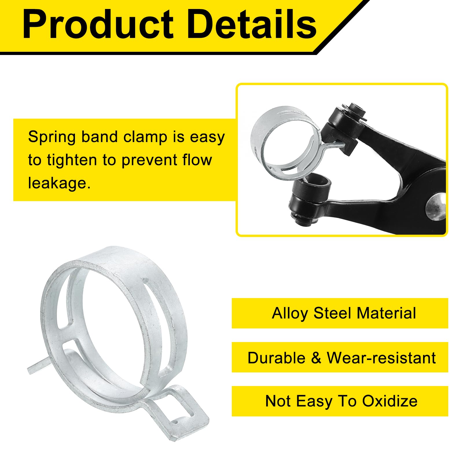 Sourcingmap 10Pcs Spring Band Type Action Fuel/Silicone Vacuum Hose Pipe Clamp - Image 3