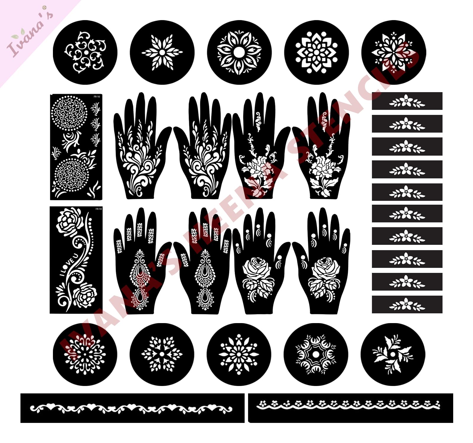 Ivana's Set of 32 Pcs Combo Pack, Reusable Mehandi For Hands Henna Tattoo Stencil For Women, Girls and Kids Easy To Use In Just 4 Steps Indian Design Collection, C-2177-image-36