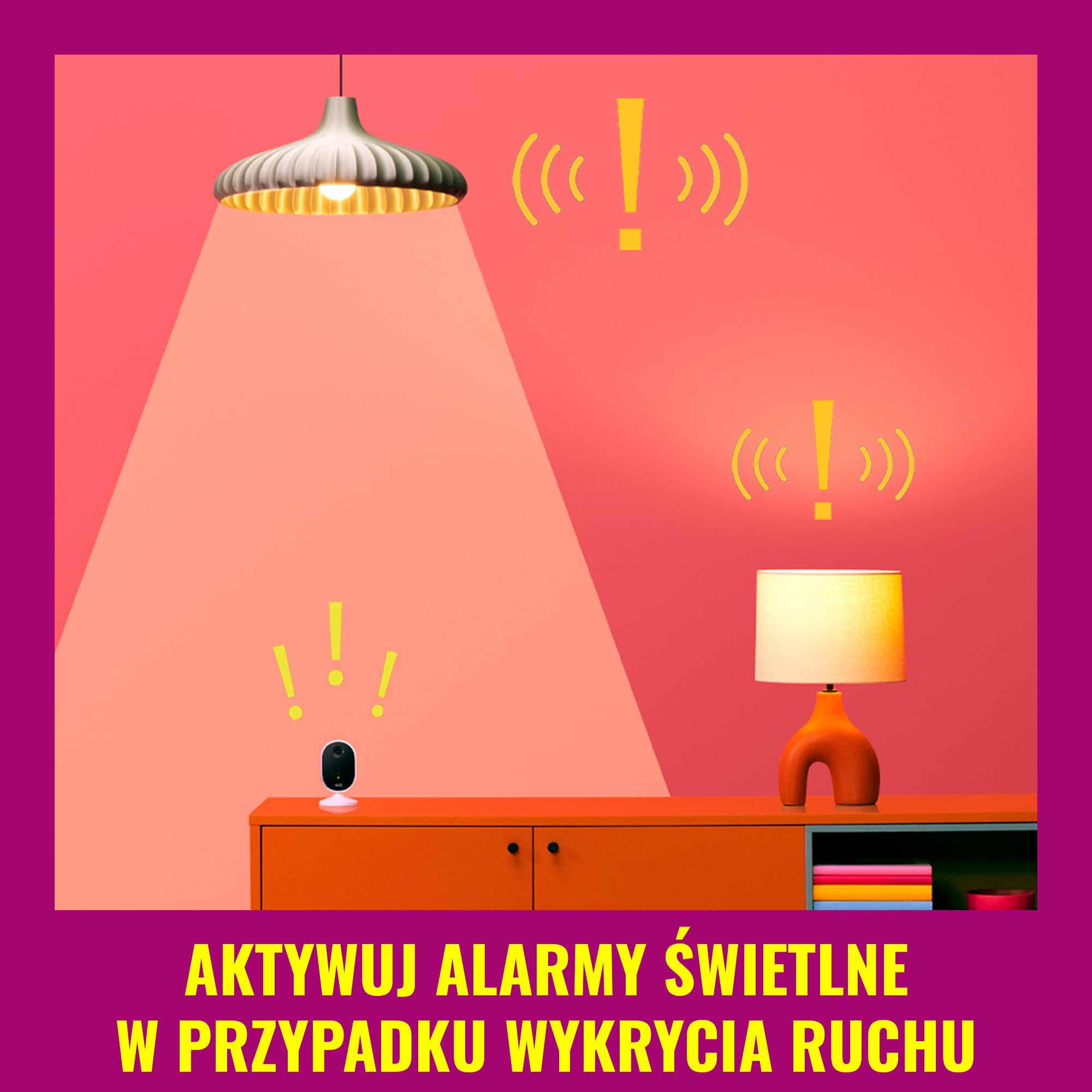 WiZ Kamera Wewnętrzna, Monitoring, Wykrywanie Ruchu i Dźwięku, Noktowizor, Inteligentna Aplikacja i Sterowanie Wi-Fi, Biała