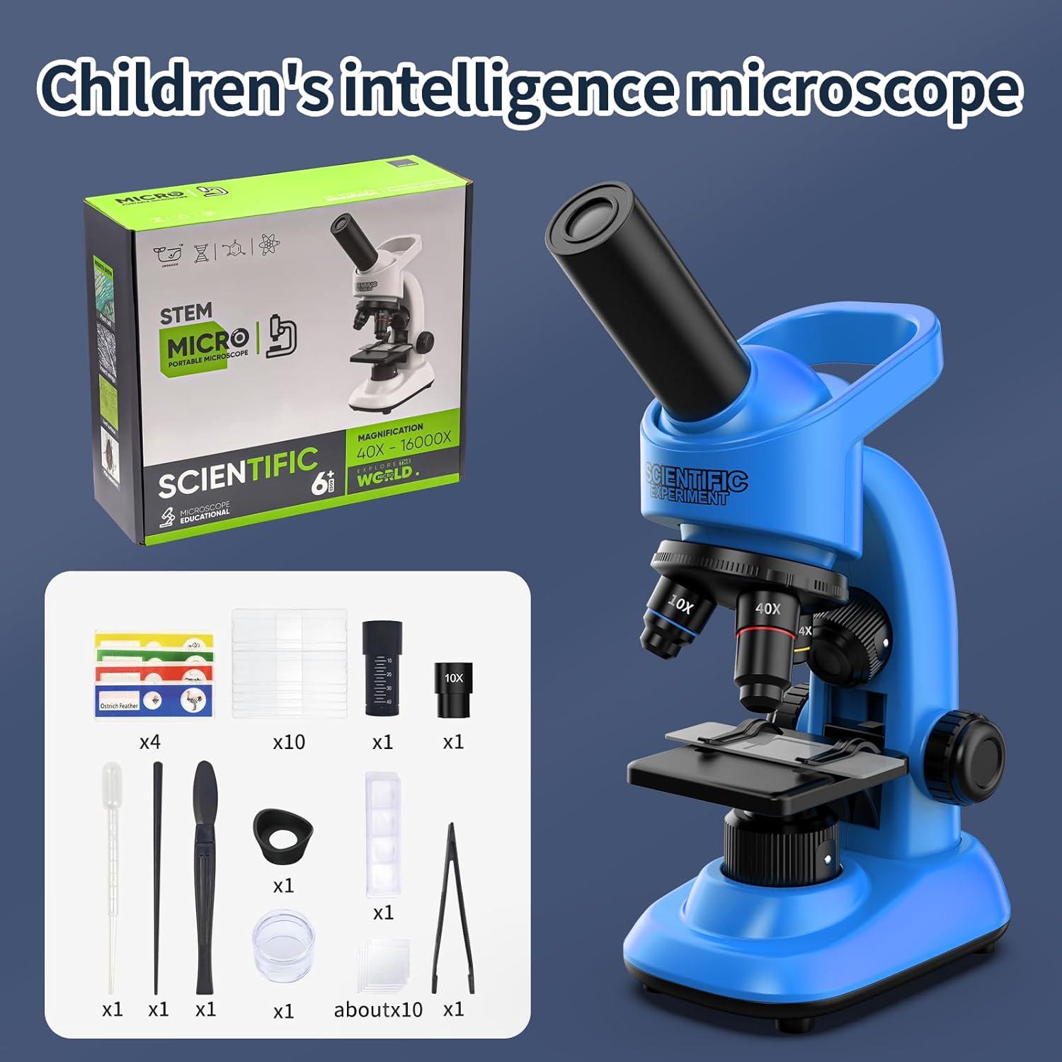 2PACK WSDMIC Microscope for Kids 1600X Blue+White