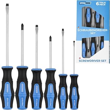 6-pc Screwdriver Set - 4 Flat Head & 2 Phillips Screwdrivers w/Magnetic Tips & Ergonomic Handles - Multi-Purpose Tool Kit for Household Repairs