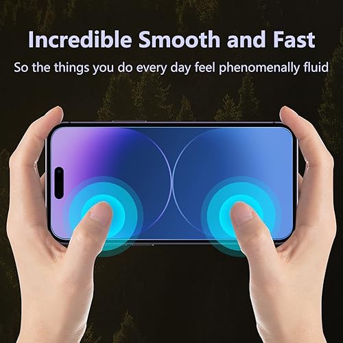 Miniatura 8 de Fotbor Protector de pantalla mate para iPhone 14 Pro Max anti luz azul privacidad con protector de lente de cámara, bloqueo de luz azul, protección