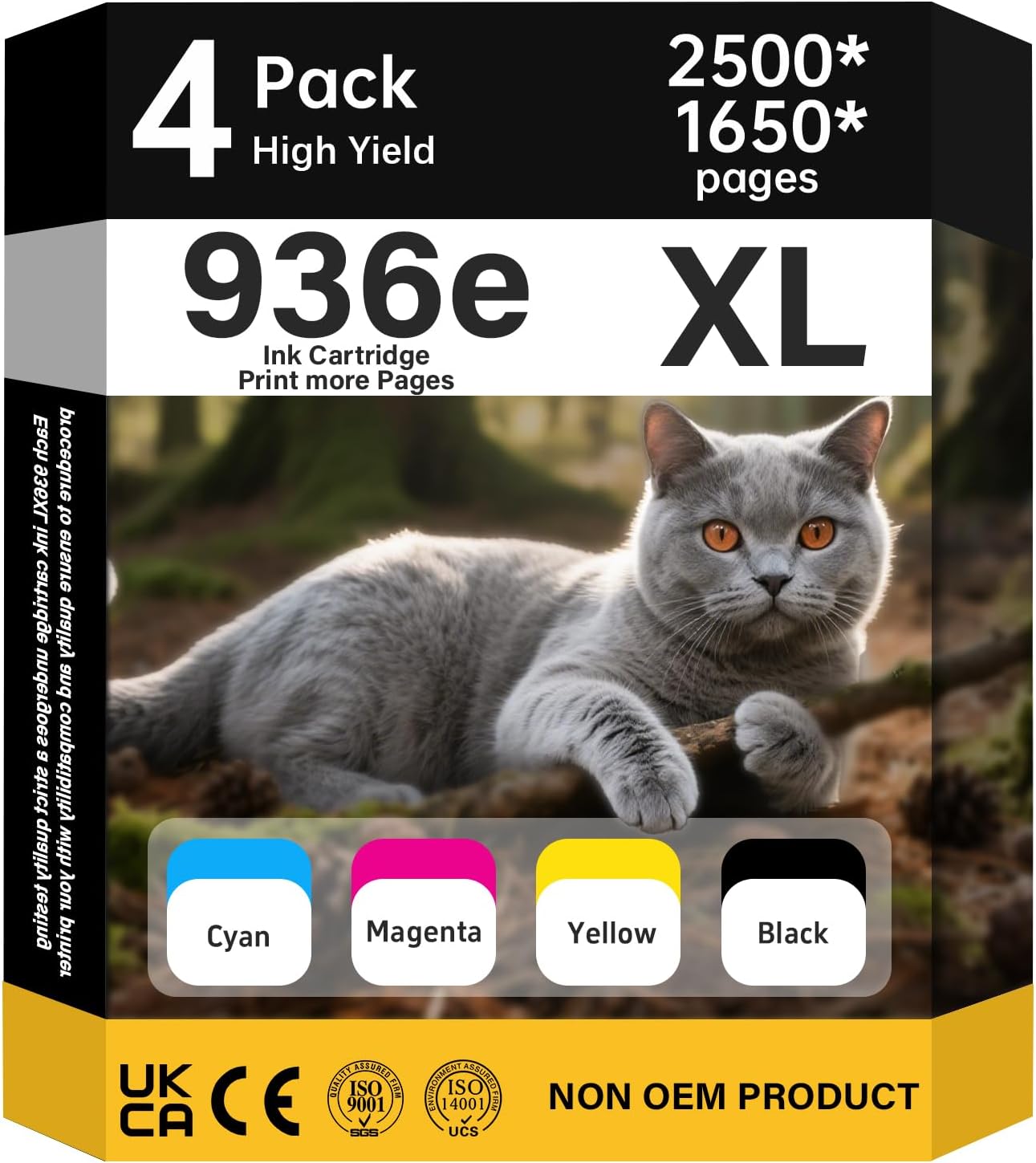 936XL 936e High Yield Ink Cartridge Compatible for OfficeJet 9120 9122e OfficeJet Pro 9110 9110b 9120 9125e 9128e 9130 9130b 9135e OfficeJet Pro Wide Format 9730e Printers (with chip, 4Pk)