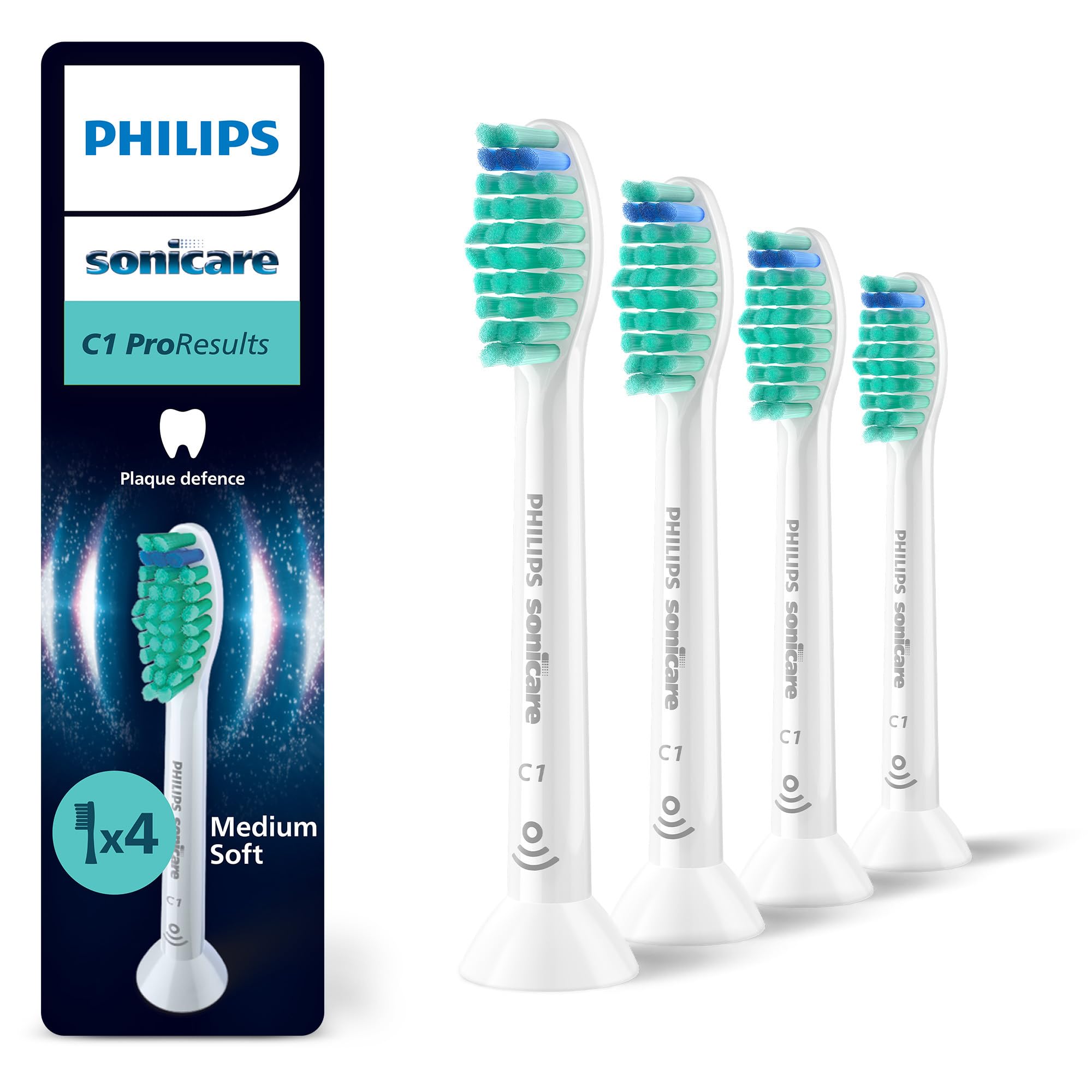 Philips Sonicare C1 ProResults Original Replacement Toothbrush Heads, White, Pack of 4, HX6014/87