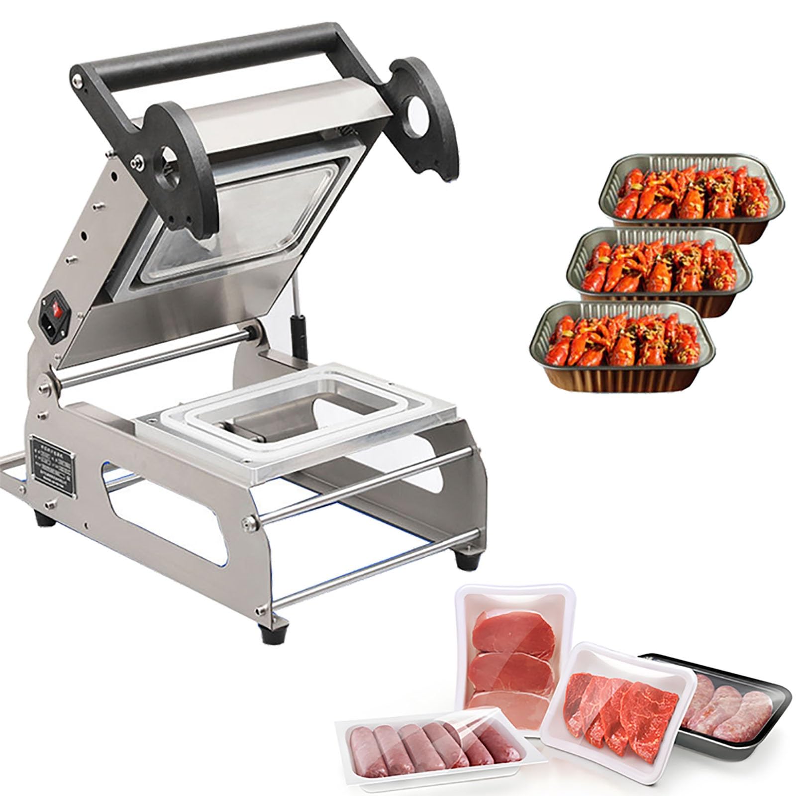Scelleuse manuelle for barquettes, machine d'emballage for boîtes à lunch, scelleuse semi-automatique for barquettes alimentaires, 7 à 8 fois par minute, for l'emballage dans les restaurants, les marc