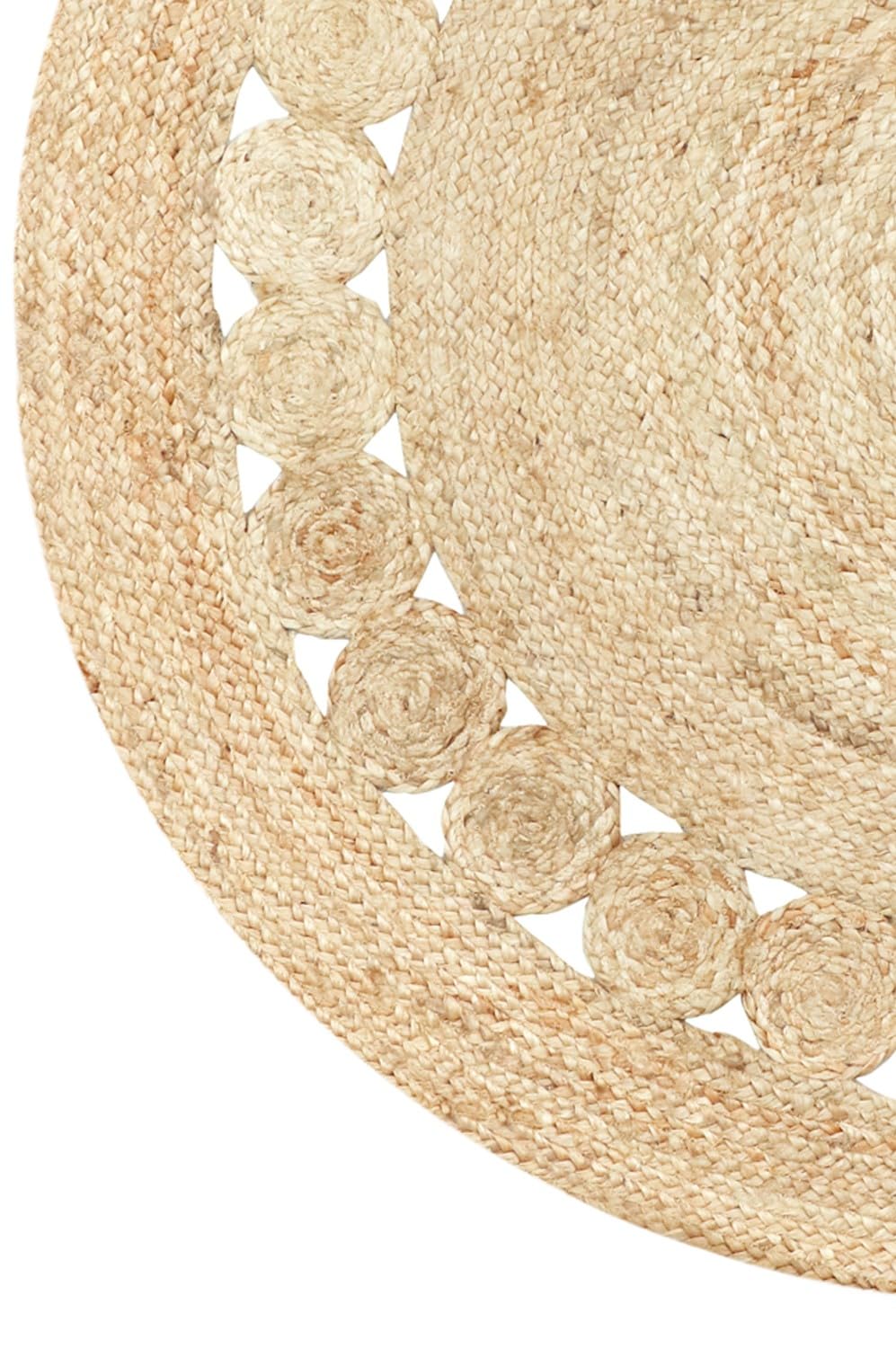 Runder Jute-Teppich Jemina handgemacht aus Jute in Natur-Beige 120 cm