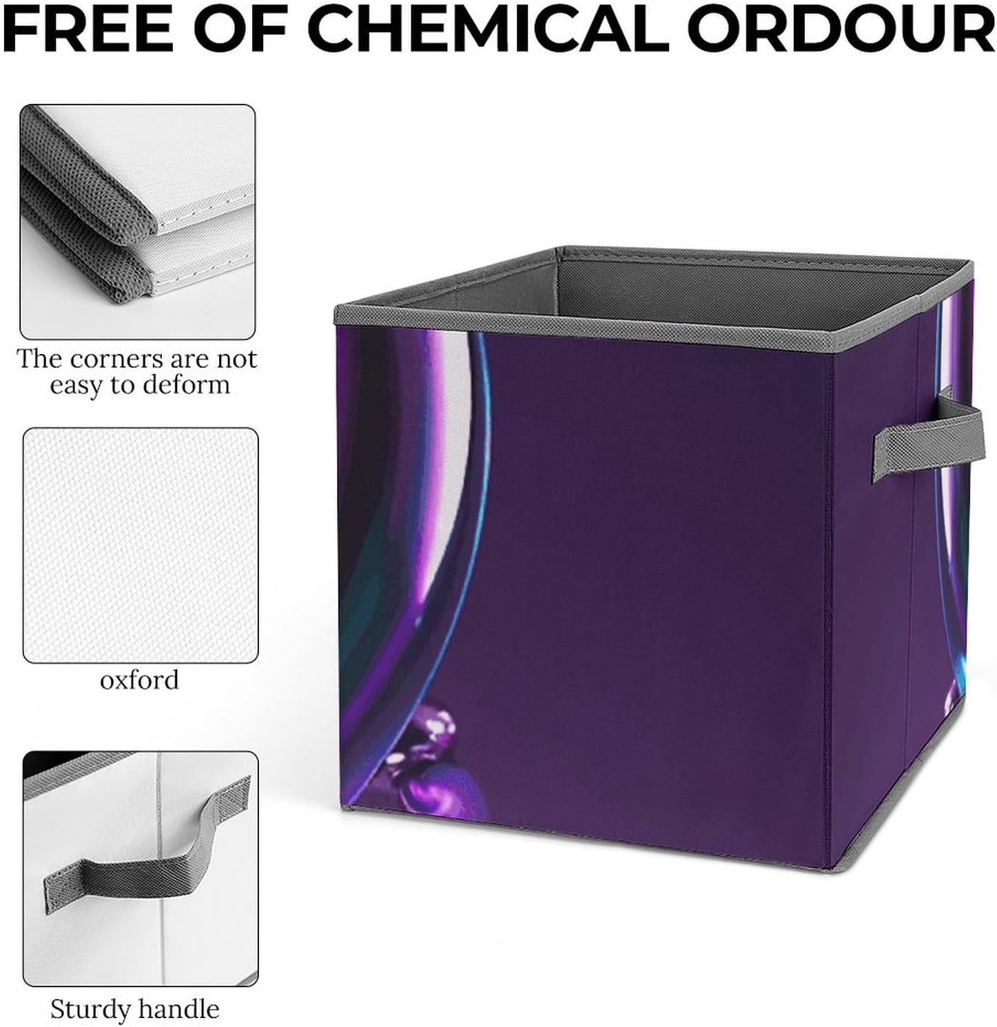 Storage Bins Fashional Purple Heart Storage Boxes with Double Handles Storage Cube Organizer for Clothes Foldable Closet Organizers Storage Containers for Shelves 10.6 Inch
