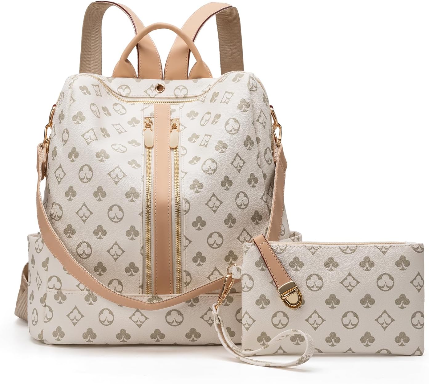 Women's Fashion Casual Backpack Purse, Detachable Strap, 3-in-1 Backpack/Crossbody/Clutch, Large Capacity, Ideal for Daily Use & Travel (White)
