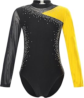 Alvivi Maillot de Gimnasia Rítmica para Niña Body Danza de Manga Larga Maillot Brillante de Baile Leotardos Gimnásticos Coloridos Disfraz de Bailarina 5-16 años
