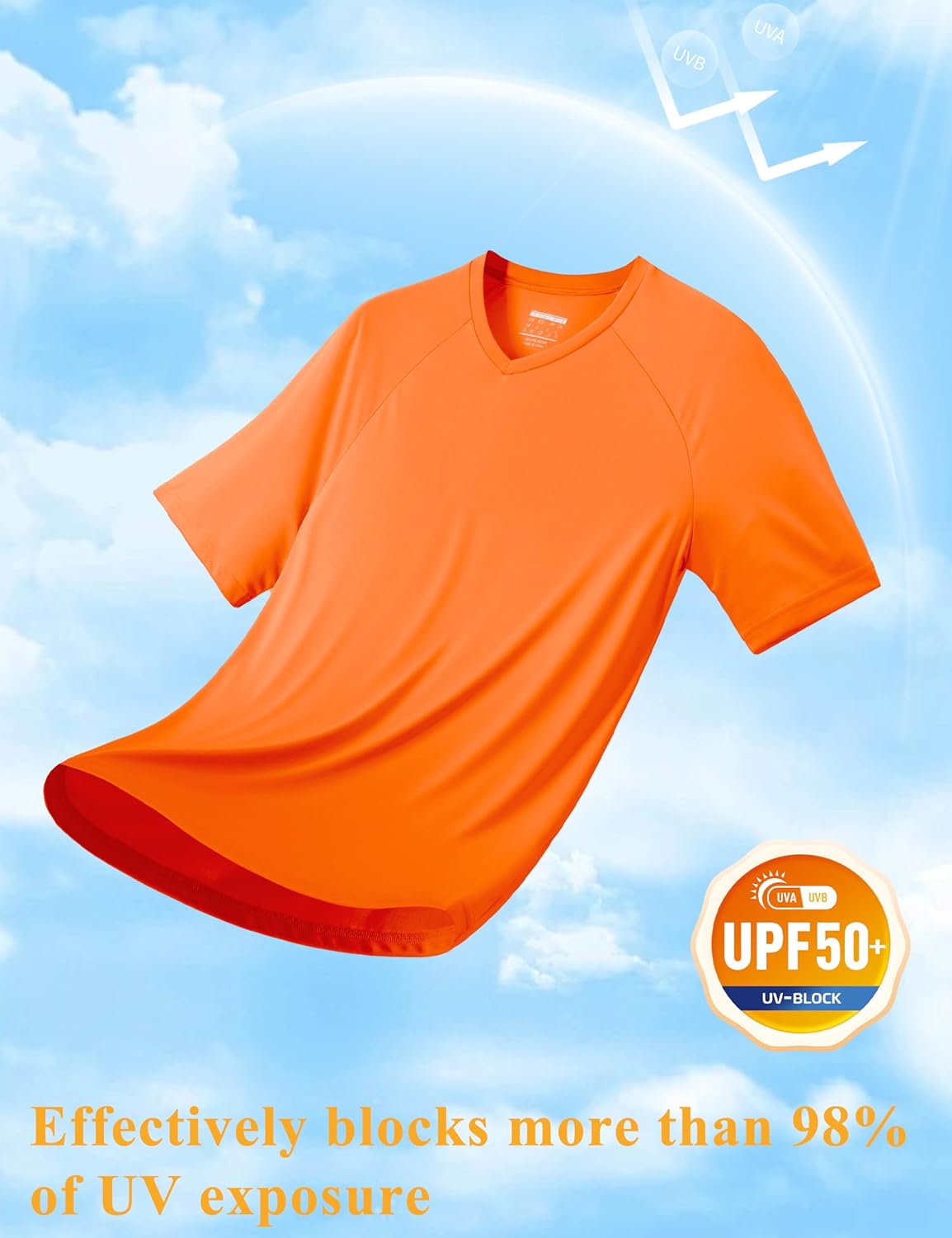 MAGCOMSEN Men's UPF 50+ Sun Protection Shirts V Neck Short Sleeve T-Shirt Quick Dry Swim UV Shirt Summer Workout Rash Guard - Image 3