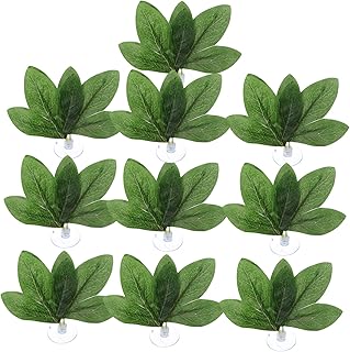 CIYODO 10 Peças Folhas De Paisagismo De Plantas De Plástico Tanque De Peixes Plantas Falsas Decoração De Terrário Habitat Betta Folha De Rede Betta Almofada De Folha De Peixe Betta