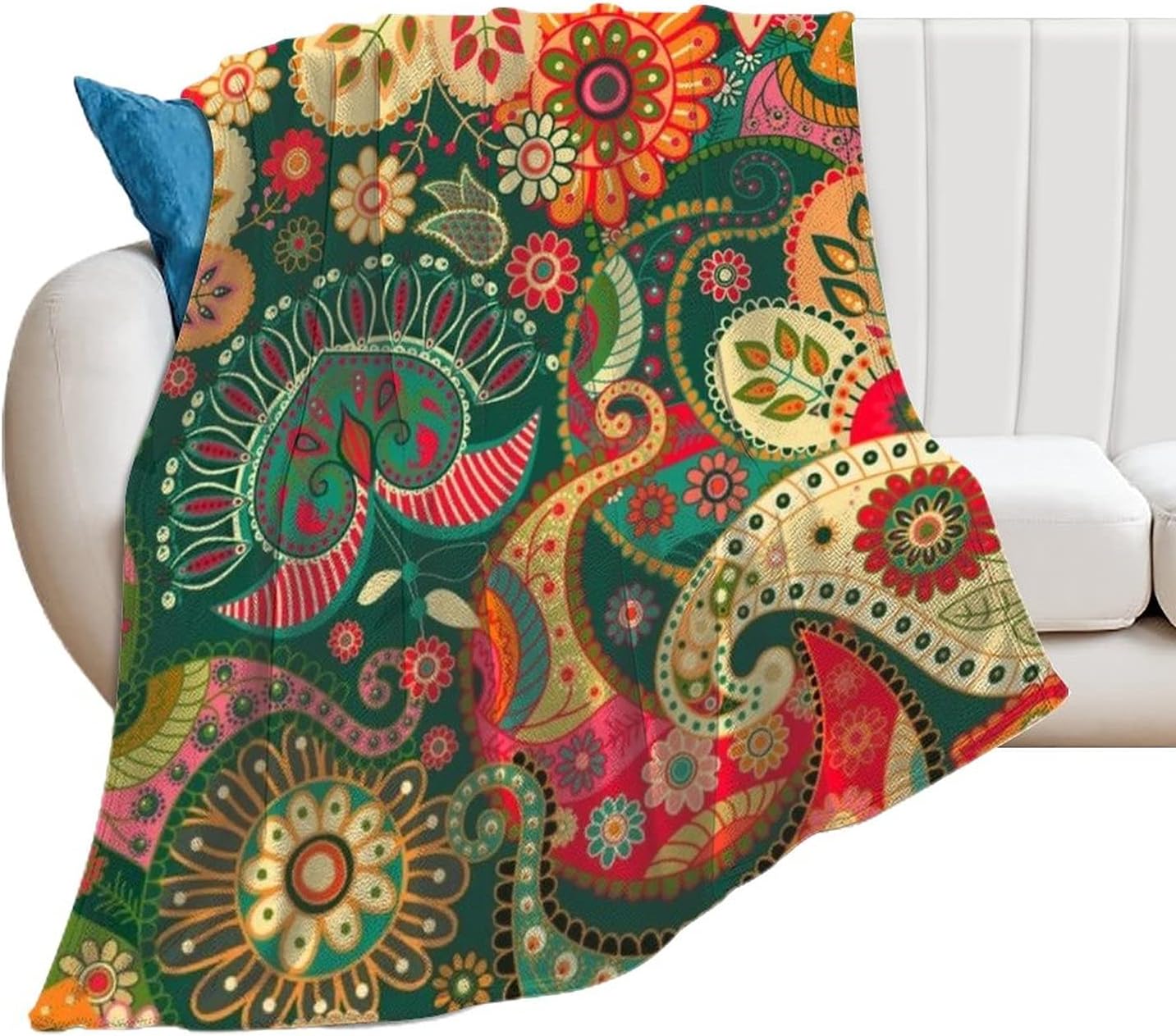 Cozy Flannel Blanket with Colorful Forest Flowers on The